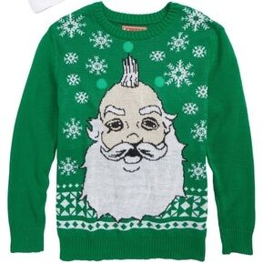 Jem Holiday Sweater Santa Christmas Green Xmas NWT